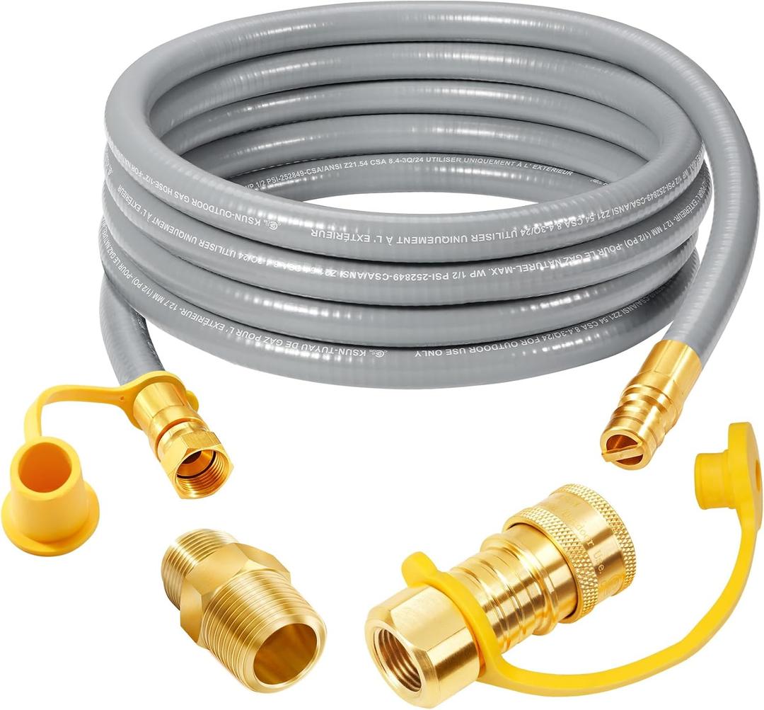 GasSaf 10FT 3/8" ID Natural Gas Hose, Natural Gas Grill Hose with Quick Connect Fitting Suitable for Weber Grills, Blackstone Griddles, Generator, Patio Heater - CSA Certified