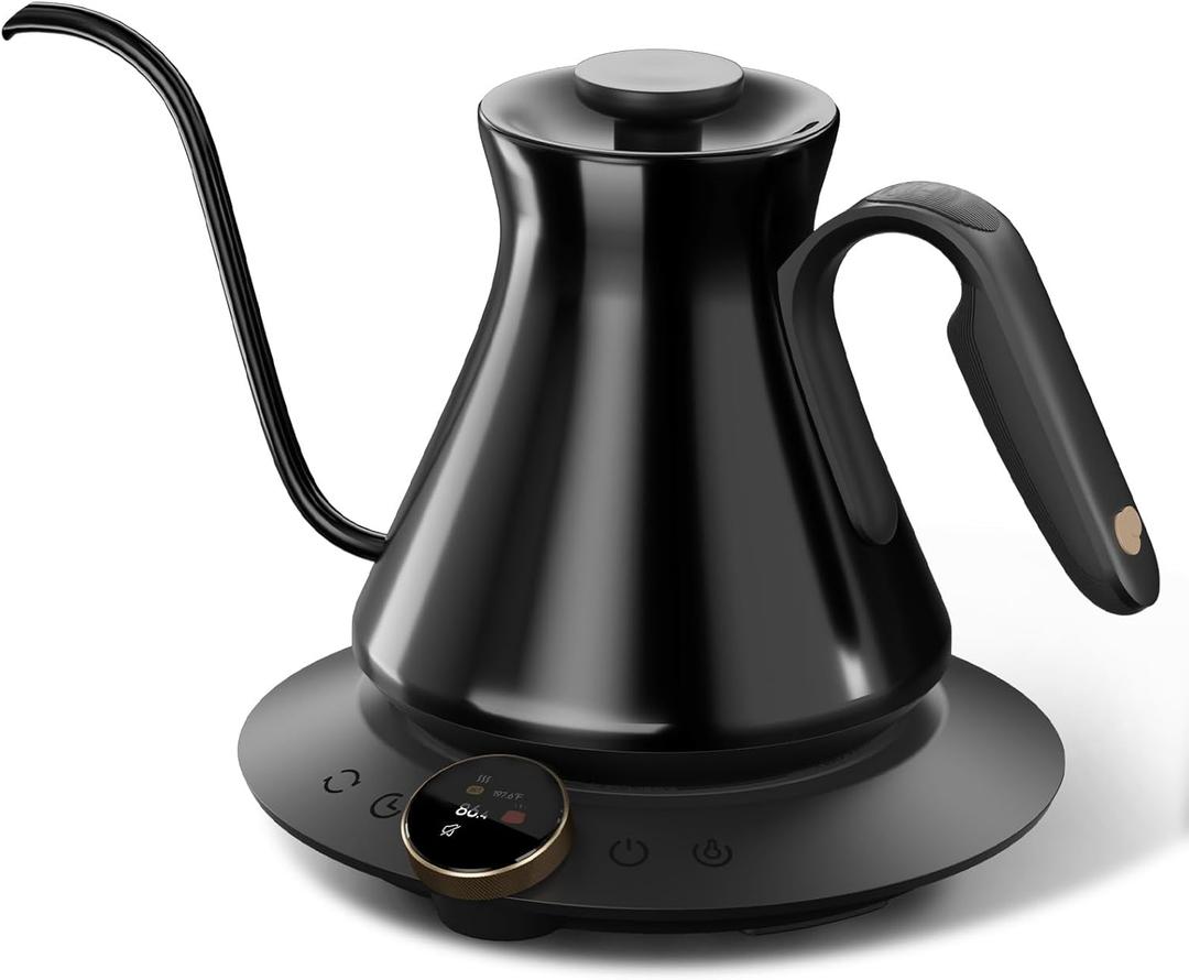Cocinare FLOW M6 Pro Electric Gooseneck Kettle, 0.5 Temperature Control for Pour-over Coffee & Tea, Stainless Steel Interior, Quick Heating for Boiling Water (Soulages Black)