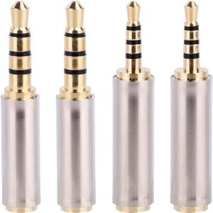 4pcs 2.5mm to 3.5mm & 3.5mm to 2.5mm Stereo/Mono Audio Adapters, Male-to-Female Stereo Audio Converter Jack Adapter for Headphones Smartphones Tablets Mic Television