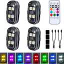 Upgraded 4LEDs 4PCS Wireless LED Strobe Lights with Remote Control, 8 Colors Type-C Rechargeable Led Lights Anti Collision Warning Light for Car Motorcycle Bike Drone Aircraft