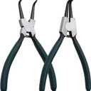 Snap Ring Pliers Set, 2pcs 7" Internal/External Circlip Pliers Kit with Bent Jaw, Heavy Duty Precision Spring Loaded Pliers for Ring Remover Retaining and Remove Hoses, Gaskets