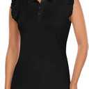 Womens Sleeveless Golf Shirt Ruffle Sleeve Polo Shirts Moisture Wicking Golf Apparel Tennis Shirts Golf Tank Tops XXL