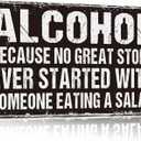 3 x YVHOGTA Funny Bar Metal Sign Alcohol No Great Story Started with Salad Vintage Beer Sign for Home Bar Basement Garage Man Cave Decor 12x8 Inch