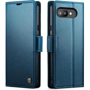 Wallet Case for Google Pixel 9a, PU Leather Magnetic Flip Case with RFID Blocking Card Holder Kickstand for Women Men, Shockproof Durable Protective Phone Cover for Pixel 9a (Blue)