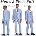 Men's 3 Piece Slim Fit Suit Set, Two Button Blazer Solid Suit Jacket Vest Pants Tuxedo Set for Wedding Prom (Blue, XXXL)