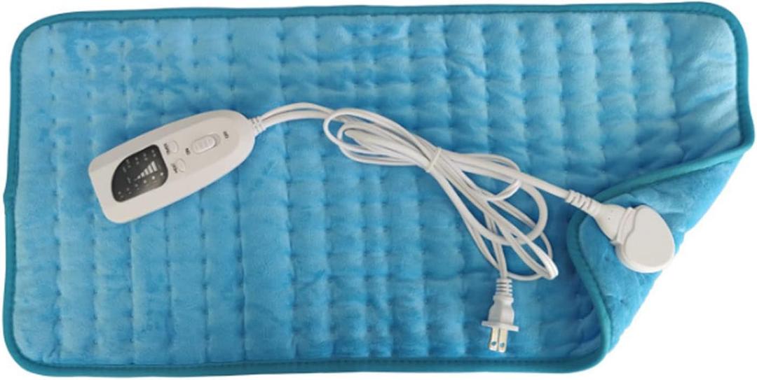 Warm Electric Over Blanket Pad for Women, Heated Electric Blanket Pad for Back Pain Relief, Fast Heating Ultra Soft Breathable Fabric Heating Pad for Cramps 6 Heating Settings (Blue)