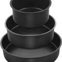 E-far 3-Piece Cake Pan(4/6/8 Inch), Nonstick Stainless Steel Round Baking Cake Pans, Metal Cake Mold Tins for Birthday/Wedding, Stainless Steel Core & Non-toxic Coating, Straight Side & 2 Inch Deep