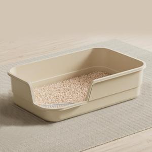 LoopTime Extra Large Cat Litter Box with High Sides,Cats Boxes for Indoor Cats,Cat Litter Pan for Kitty,Litter Box with Low Entry,Easy to Clean,Anti-Splashing,23.6" x15.7" x5.9" (White)