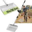 15-inch Metal Extra Large Chicken Poop Scooper, Heavy Duty Chicken Coop Scoop with 36" to 61" Adjustable Stainless Steel Long Handle, Litter Sifting Shovel for Chicken Coop Cleaning
