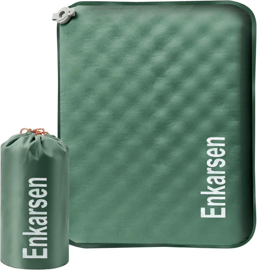 Inflatable Travel Seat Cushion  Self-Inflating Memory Foam Pad for Airplane, Stadium Bleachers, Camping, Hiking & Backpacking  Ultralight Compact & Portable Sitting Cushion (Green)