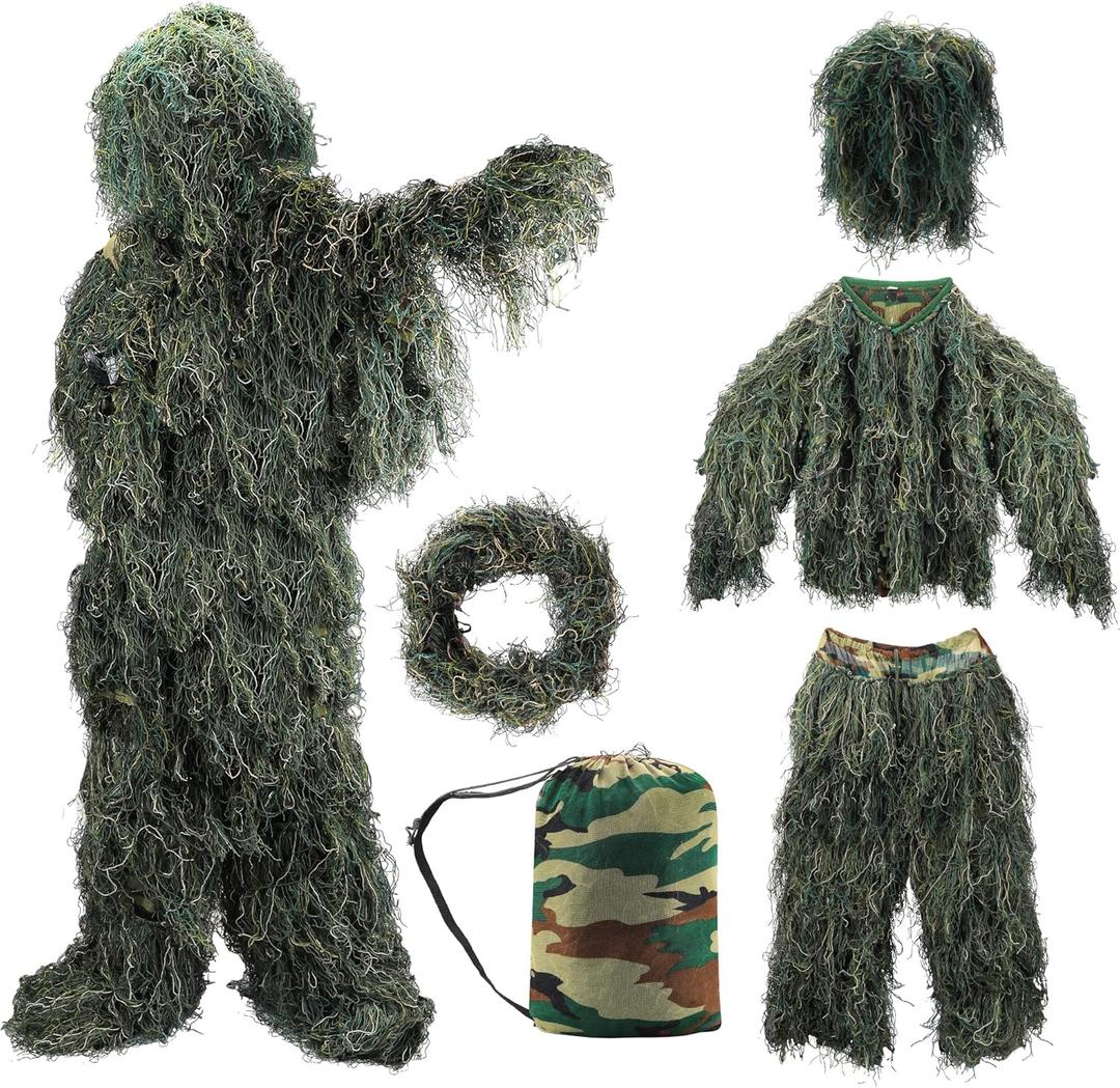 Ghillie Suit, 3D Camouflage Hunting Apparel for Kids/Youth/Teen(S/M/L/XL/XXL)