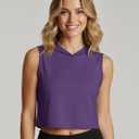 Real Essentials 3 Pack: Women's Dry-Fit Sleeveless Cropped Tank Top Hoodie - Athletic Crop Sweatshirt (XX-Large)