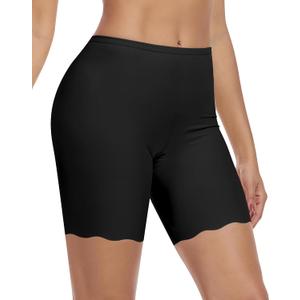 AugYew Slip Shorts for Under Dresses Women Soft Seamless Anti Chafing Boyshorts Cooling Panties for Under Skirts (Black, XXXL)