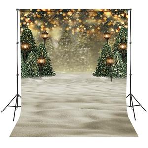 MEHOFOND Winter Wonderland Christmas Tree Backdrop, Snowy Forest Background Glitter Bokeh, Holiday Photo Booth & Newborn Kids Portrait Backdrop for Xmas Party Baby Shower Decorations 6x8ft