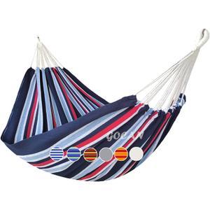 GOCAN Brazilian Double Hammock 2 Person Extra Large 220x160cm Total Length 330cm Load 500lb Canvas Cotton Hammock for Patio Porch Garden Backyard Lounging Outdoor and Indoor(Dark Blue)