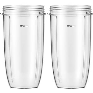 MEET JUICE Blender Replacement Cups for Nutribullet Blender, 32oz Cups Compatible with Nutri Bullet 600W/900W Blenders (2-Pack)