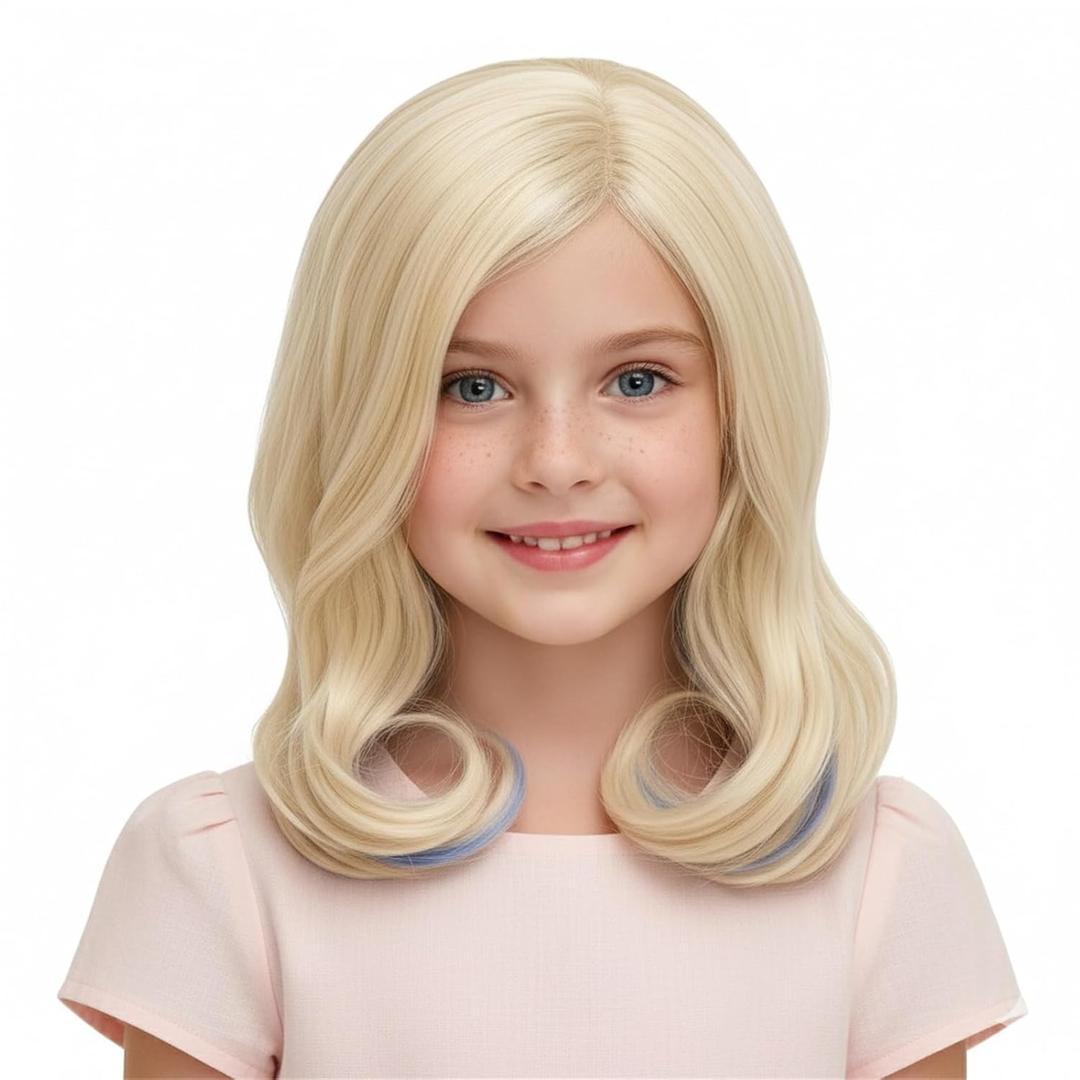 Long Wavy Gold and Blue Wigs for Halloween Party Accessories Costume Dress-up Cosplay Wig