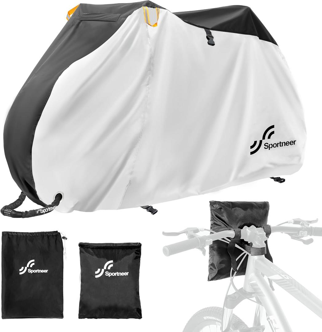 Sportneer Bike Cover: Waterproof Outdoor Bicycle Covers with Lock Hole & Storage Bag - Rain Sun UV Dust Wind Proof Bike Covers for Mountain Road Electric Bike