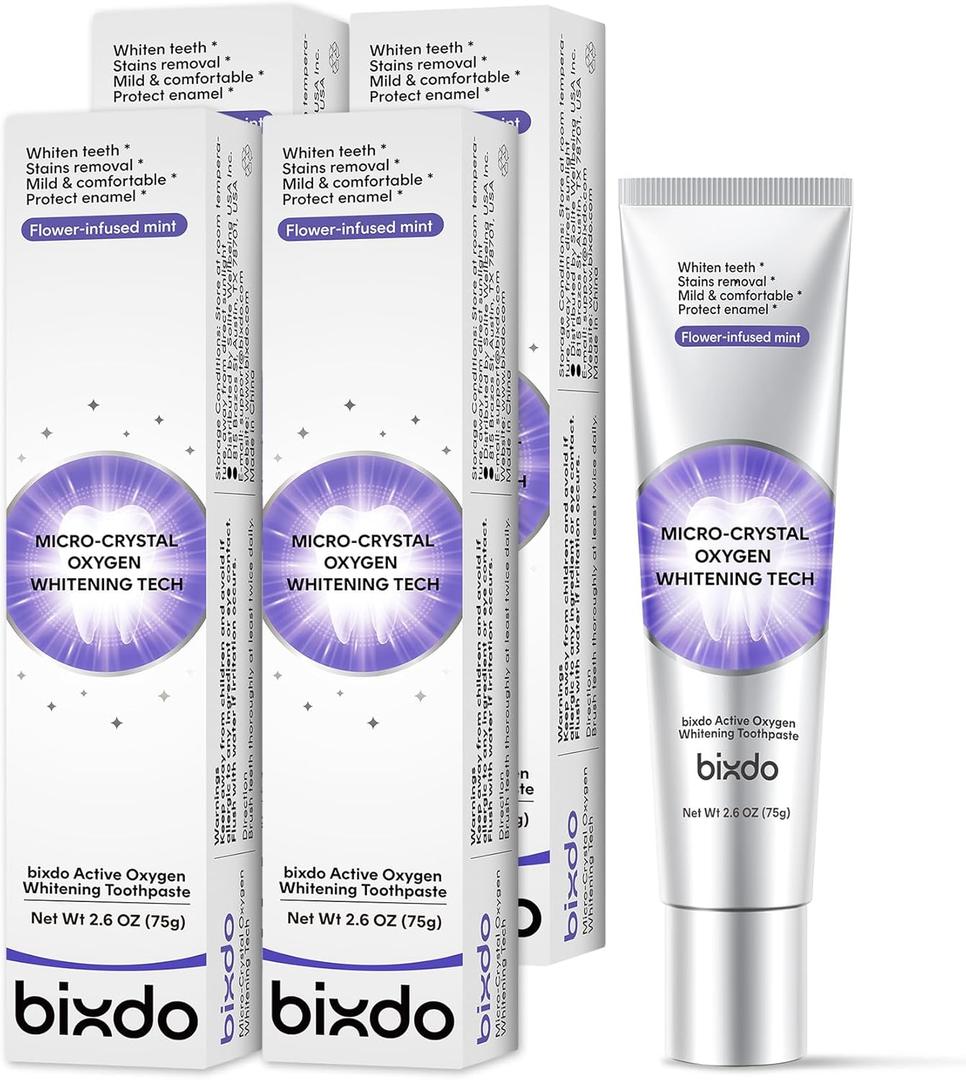 Pap Teeth Whitening Toothpaste, Hydroxyapatite Enamel Repair for Sensitive Teeth & Gums, Fluoride-Free, 28 Days Brightening, Flower Mint, 2.6oz (Pack of 4)