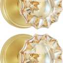 SHINY HANDLES 2 Pack Satin Brass Dummy Door Knob Set, Champagne Glass Crystal Gold Door Knobs
