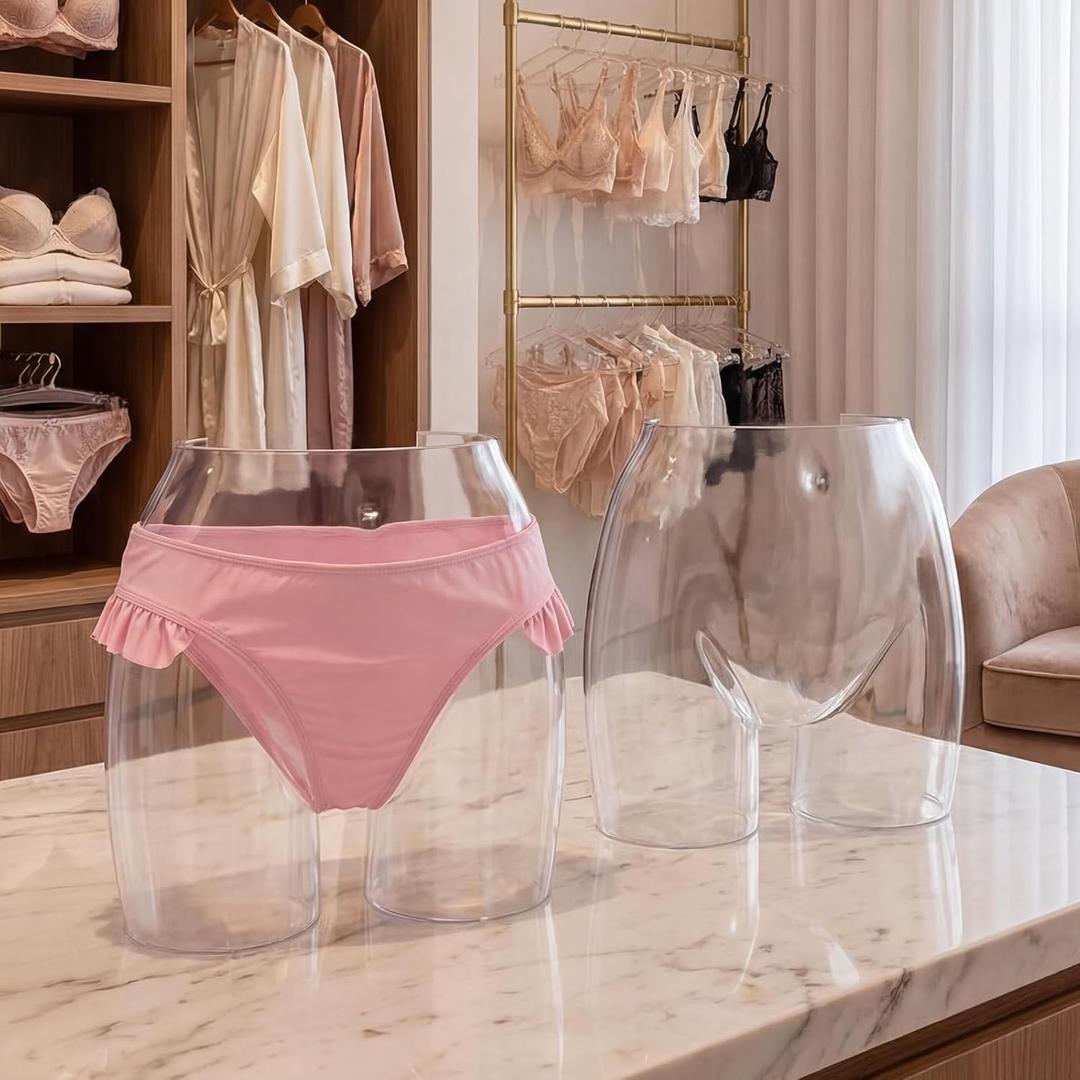 Briwooody 2 Pcs Underwear Display Mannequin, Female Hips Mannequin Torso Clear Plastic Lower Body Mannequins, Underpants Stand Hip Form for Underwear Panty Display Retail Store and Window Presentation