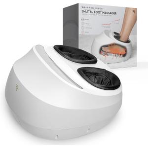 Sharper Image Shiatsu Foot Massager Rolling Massage with Air Compression, Relax Tired & Sore Toes with Heat Therapy, Adjustable Massage Levels, Fits up to Mens 12/Womens 14, Holiday Gift