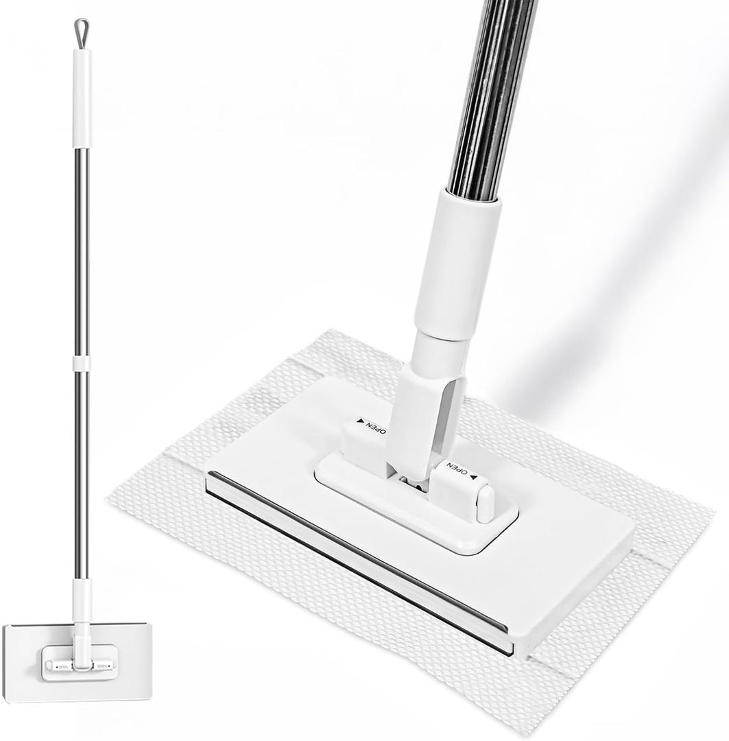 Mini Sweeper Mop No-Touch Dirty Cleaning Flat Dust Mop for Dry Wet Disposable Pads, Multi Surface Mop Floor Mopping and Sweeping Cleaning Head for Kitchen Wall Bathroom Toilet Corners Window