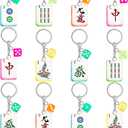 Soulchen 12 Pcs Acrylic Mahjong Keychains Set Chinese Tile Keychain Gifts for Mahjong Lovers Party Favors for Women