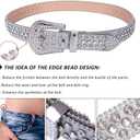 Studded Rhinestone Belts Men Women Fashionable Sparkly Diamond Belt Shiny Crystals Inlaid Design Leather Belt Christmas Gift (XL)