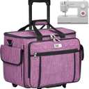 CAB55 Rolling Sewing Machine Case, Detachable Rolling Sewing Machine Carrying Case on Wheels, Trolley Tote Bag with Removable Bottom Wooden Board for Most Standard Sewing Machine and Accessories (Purple)