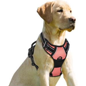 BARKBAY No Pull Dog Harness Front Clip Heavy Duty Reflective Easy Control Handle for Large Dog Walking(Light Pink,L) (Large(Chest:24.5-32.5"))