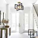 Semi-Flush Mount Ceiling Light - Modern Industrial Light Fixture Black and Gold,4-Light Candelabra Lighting Ceiling Lamp for Kitchen Foyer Entryway Hallway Bedroom Closet