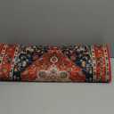 YJ.GWL Area Rug 2x3 Traditional Floral Print Door Mat, Distressed Boho Vintage Rugs Indoor Entrance Washable Rugs, Non Slip Carpet for Living Room Kitchen Bathroom, Red (3' x 2')