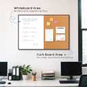 White Board Cork Board Combo, 24" x 18" Magnetic Dry Erase Board & Corkboard for Wall, Bulletin Board Vision Board for Home Office School, Black Aluminum Frame