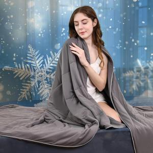 Cooling Comforter Twin Size - Cooling Blanket for Hot Sleepers and Night Sweats, Absorbs Body Heat to Keep Cool, Q-Max>0.4, Luxury Breathable Soft Lightweight Comforter - Gray, Twin (68"x90")