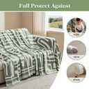 Boho Couch Cover for Dogs Washable Chenille Sofa Covers Reversible Sofa Slipcover Pet Friendly for Sectional Sofa, 2 or 3 Cushion Couch (Boho2 Sage Green, 71" x 134")