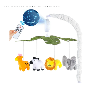 Baby Crib Mobile with Music and Lights, Mobile for Crib with Remote Control, Rotation, Starlight Projection, Crib Toys for Babies Boys Girls(Green)