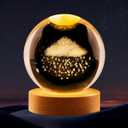 JINGYAN 3D Rainy Cloud Crystal Ball Night Light, Happyhaves Calming Stellar Light Spheres, 2.35 Inch Sphere Lamp Galaxy and Saturn for Bedroom and Living Room Decoration Warm Light Rainy Cloud