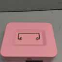 Goehiaul Cash Box with Combination Lock and Money Tray Metal Money Box for Cash Small Cash Box for Money Safe 7.87"x6.3"x3.54" Pink (Medium)