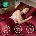 Love's cabin Satin Queen Sheets Set - 4 Piece Burgundy Silky Bed Sheets with Deep Pocket, Luxury Silk Feel Satin Queen Size Sheet Set (1 Flat Sheet,1 Fitted Sheet,2 Pillow Cases)