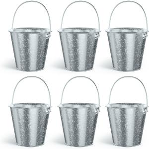 Colorlaza Small Metal Buckets with Handle 6 Pcs Galvanized Bucket Leak Proof & Rust Resistant 20 fl oz Capacity - Best for Party Dcor, Organizing & Decorating Classrooms (Silver, Small 4.3" Top)