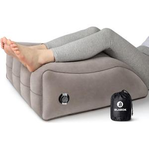 Wedge Pillow for Sleeping - Inflatable Leg Elevation Pillow for Swelling, Circulation, Leg & Back Pain Relief, Leg Support Polyvinyl Chloride Pillow for After Surgery, Hip, Foot, Ankle Recovery (Medium, Grey)