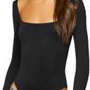Forever 21 Women's Long-sleeve Bodysuit, Extra Large, Black 