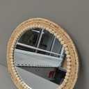 SWTHONY 18 Inch Boho Round Hanging Wall Mirror Decorative Rattan Circle Mirrors for Farmhouse, Living Room, Bedroom