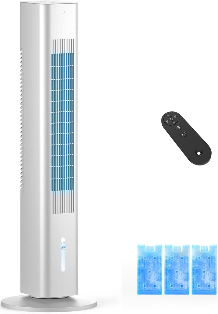 Windowless Portable Air Conditioner, Evaporative Air Cooler w/1.2L Water Tank, 3 Ice Packs, 7H Timer, 60 Swing, No Hose No Window Needed, 3-IN-1 Portable AC Unit for Room Bedroom Outdoor, Ivory