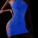 Women's Lingerie Sexy Fishnet Minin Dress Glow in the Dark Lingerie DIY Babydoll Halter Chemise Valentine's Day (White)