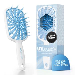 FHI Heat UNbrush Plus  Curly Hair Brush for Gentle & Effective Detangling on Wet or Dry Fragile Hair Types  Detangler Brush w/ 84 UltraFlex Bristles, Ultra-light, Vented, Anti Static Hairbrush