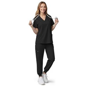 Sumincarly Scrubs for Women Set - Scrub Sets for Woman,V-Neck Top & Jogger Pants - 8 Pockets,Medical Workwear for Nurses，Scrub Uniform,Black Scrubs Sets for Women,Uniformes De Enfermeras De Mujer, XL