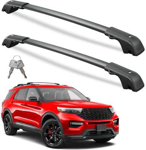 Wonderdriver 300lbs Lockable Roof Rack Cross Bars Compatible with Ford Explorer 2020 2021 2022 2023 2024 2025 2026,Heavy Duty Aluminum Roof Rails Crossbars Black Rooftop Cargo Carrier Luggage