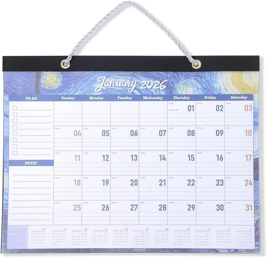 2 x 2026 calendar wall calendar January-December Plan Calendar Festive Days Theme wall calendar 13 x10 Wall Calendars for Office Home Planning & Organizing (styleOil Painting)